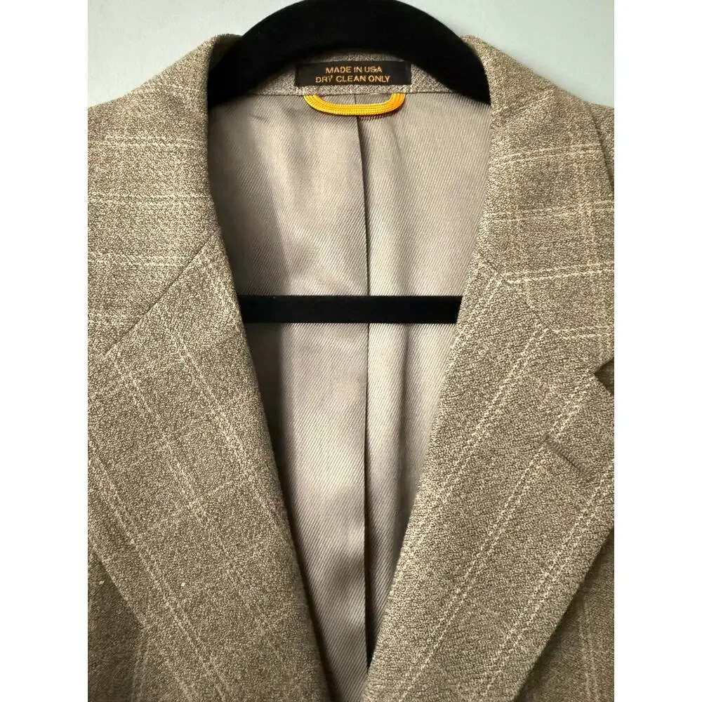 Vintage Lord & Taylor Men’s 44L Blazer – Wool Windowpane Check, Made in USA